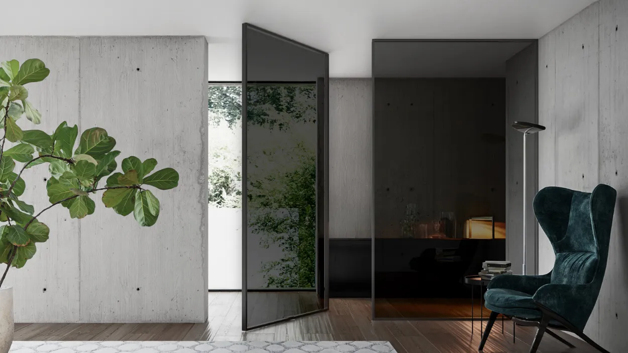 porta a bilico in alluminio