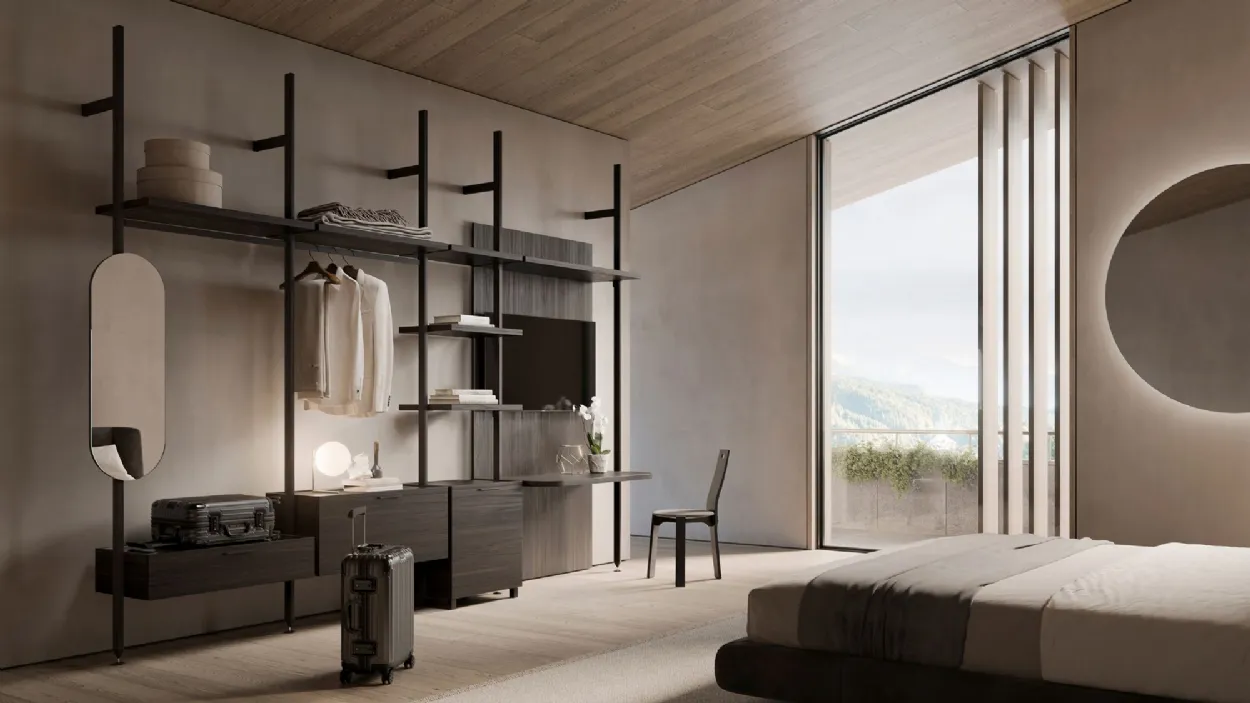  Simply è il sistema per realizzare strutture eleganti e flessibili da usare come librerie, pareti attrezzate, cabine armadio