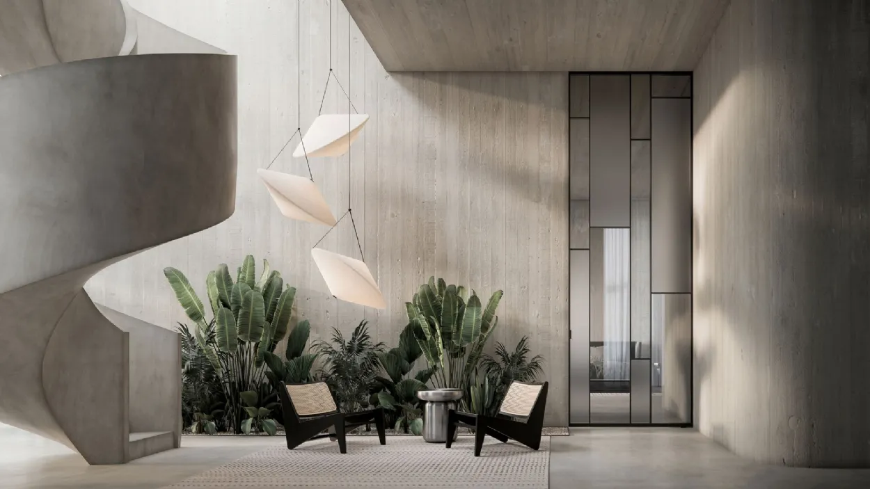 Porta a bilico Zeus in alluminio e vetro